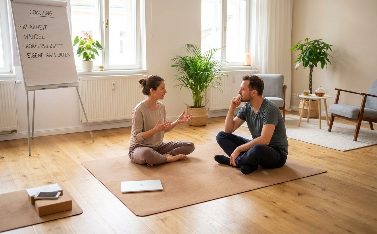 Coaching-Gespräch auf der Yogamatte